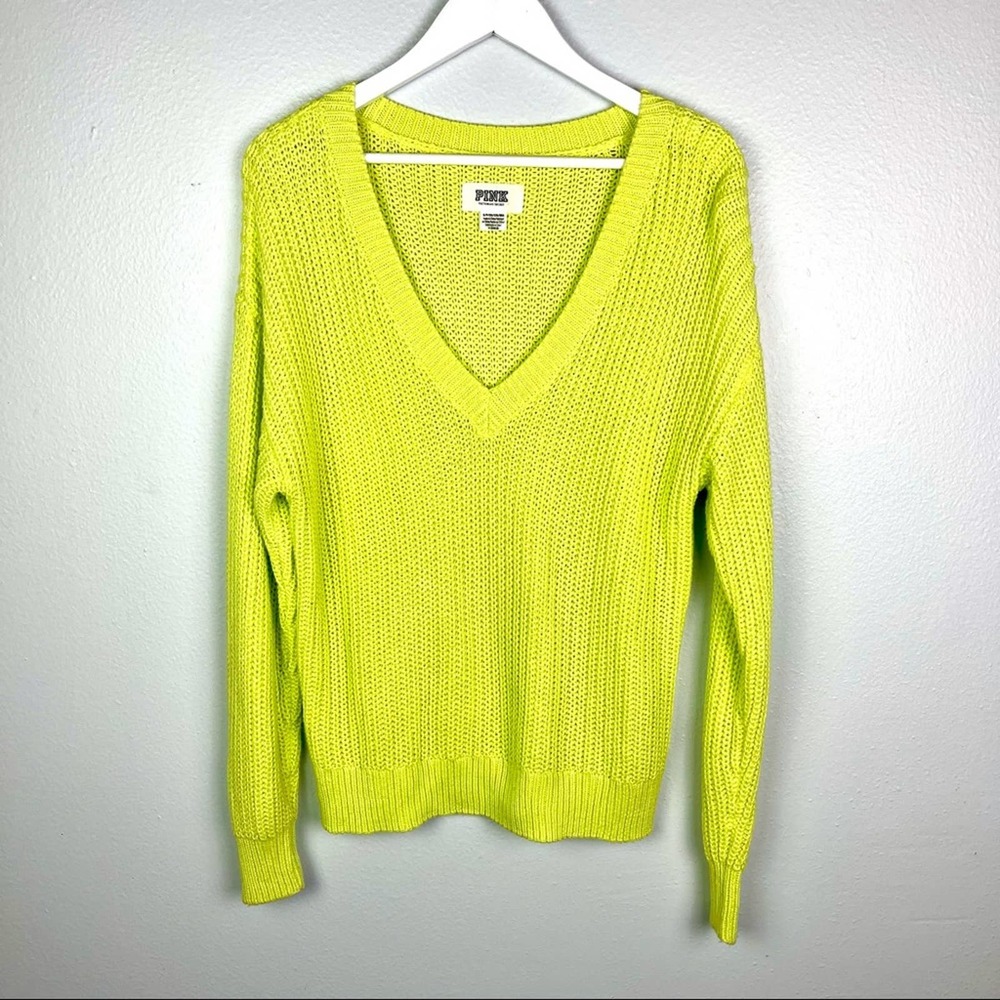 PINK Victoria's Secret Lime Green Knit Sweater M
